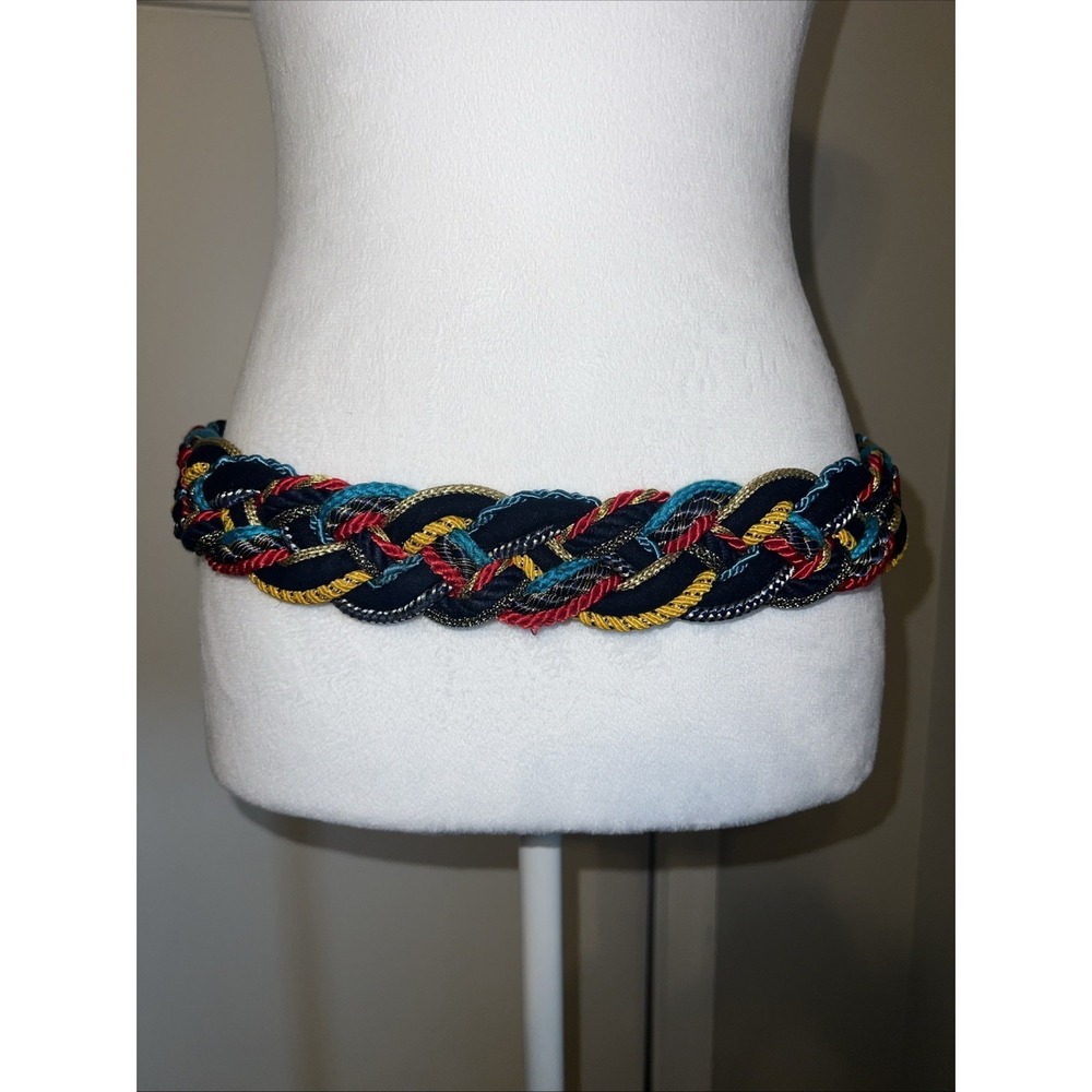 Vintage 80's Women's Rope Belt Gold Blue And Red NWT Statement belt